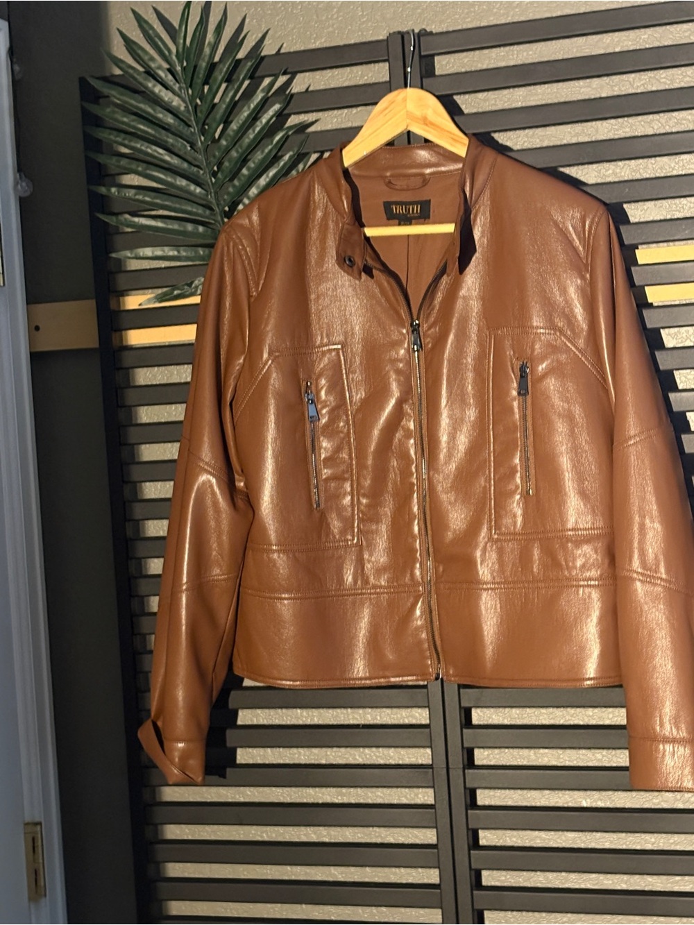 TRUTH Chestnut Brown Faux Leather Zip Jacket